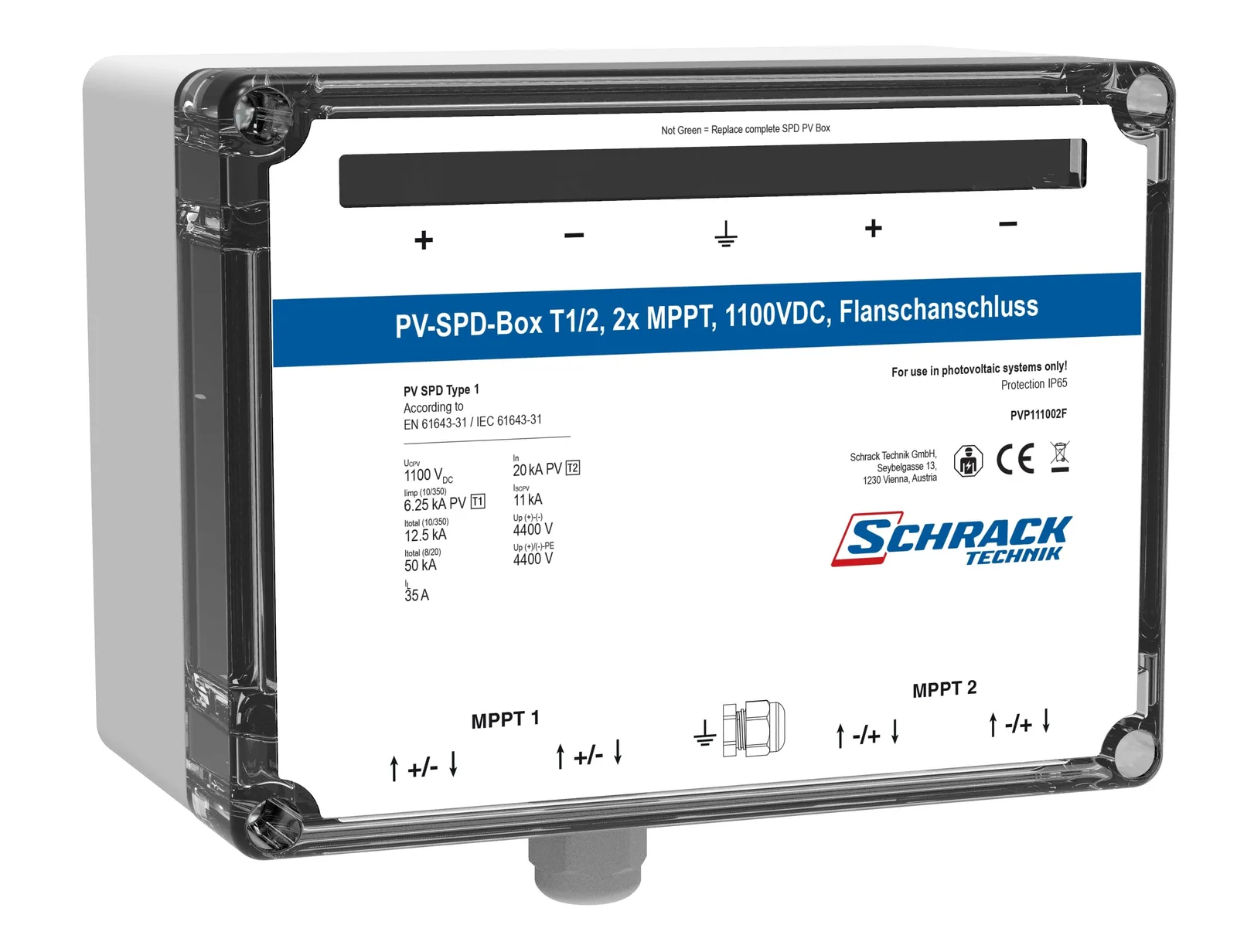 DC kpl prenaponska zaštita T1/2, 2x MPPT, 1100VDC, uvodnice